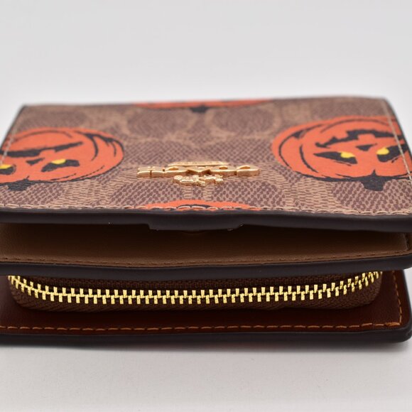 COACH Snap Wallet In Signature Canvas Halloween Pumpkin CCR19 2025 NEW NWT - Picture 9 of 16